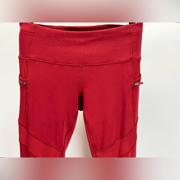 LULULEMON ATHLETICA Red Keep the Fleece leggings size 8 - Picture 7 of 15